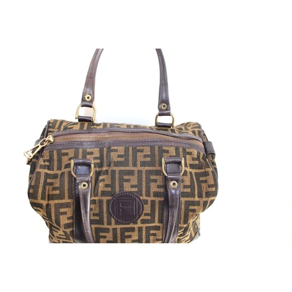 Fendi Zucca VERY RARE Vintage  Boston Bag Canvas with Leather Top Handles - Picture 6 of 12